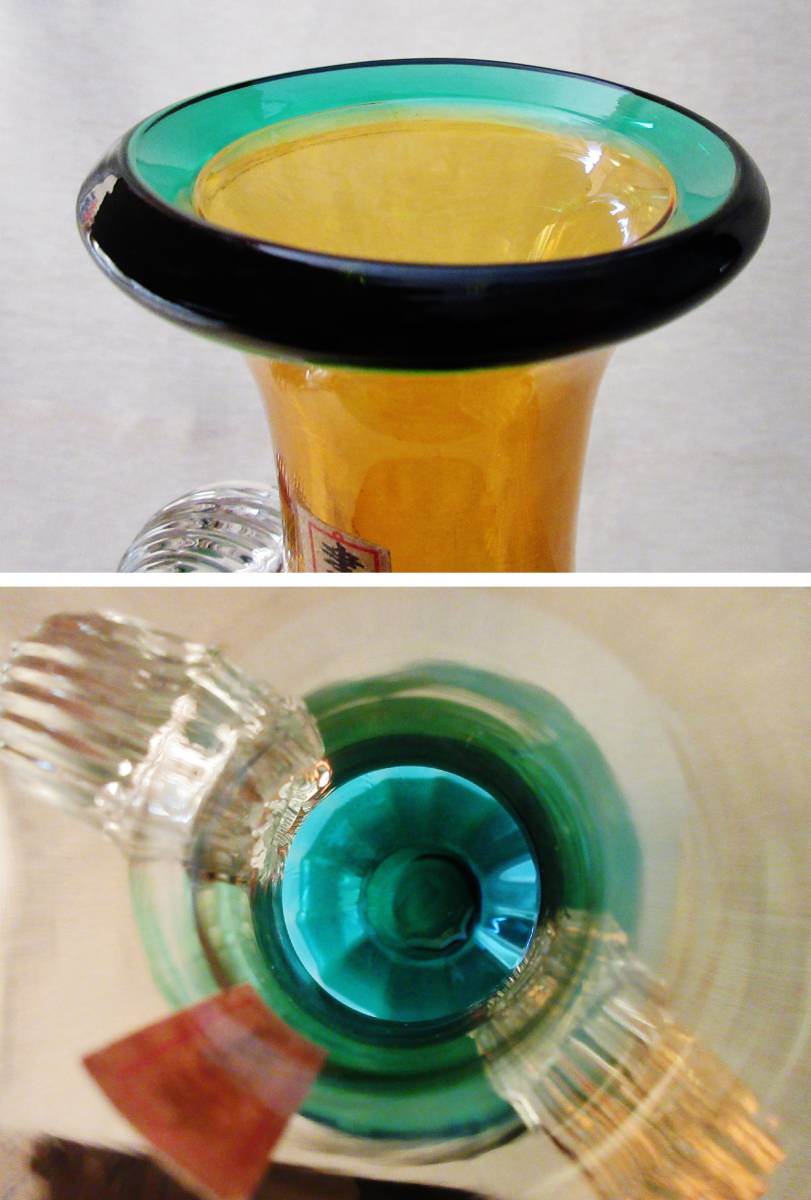 津軽びいどろ【秋村 実】北洋ガラス 花器高さ34cm紙箱、栞付き_5