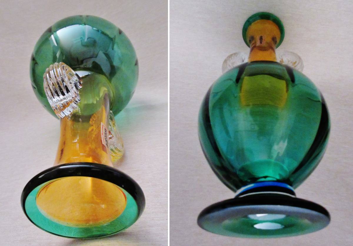 津軽びいどろ【秋村 実】北洋ガラス 花器高さ34cm紙箱、栞付き_6