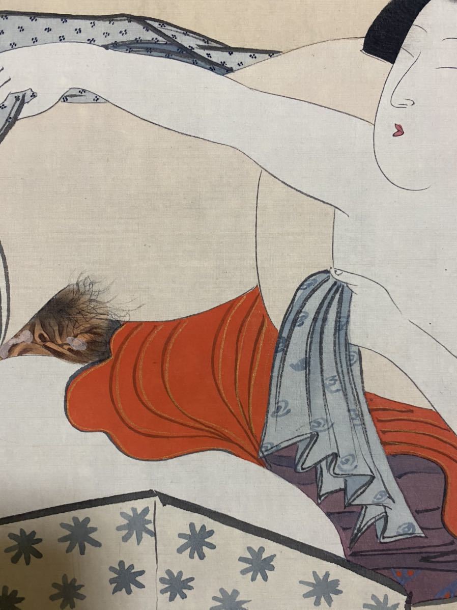 4時代春画 細密絹本肉筆 大判 江戸美人 浮世絵 和本 艶本 枕絵 木版画