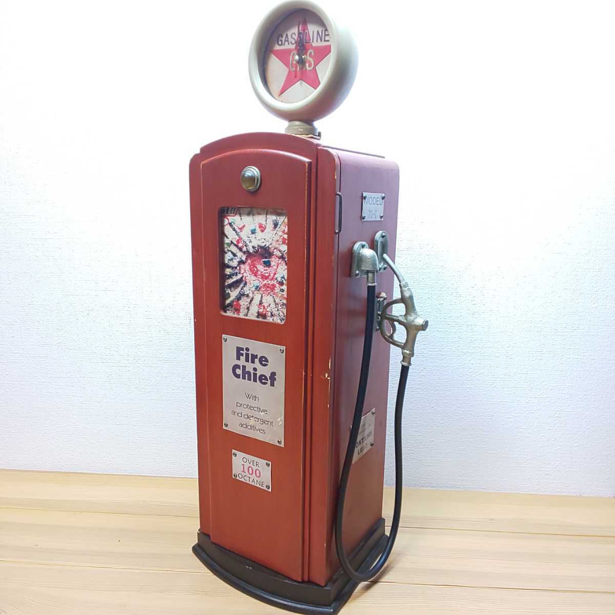 アメリカン 木箱 カントリー雑貨 ガソリンスタンド型収納BOX(木製 収納 