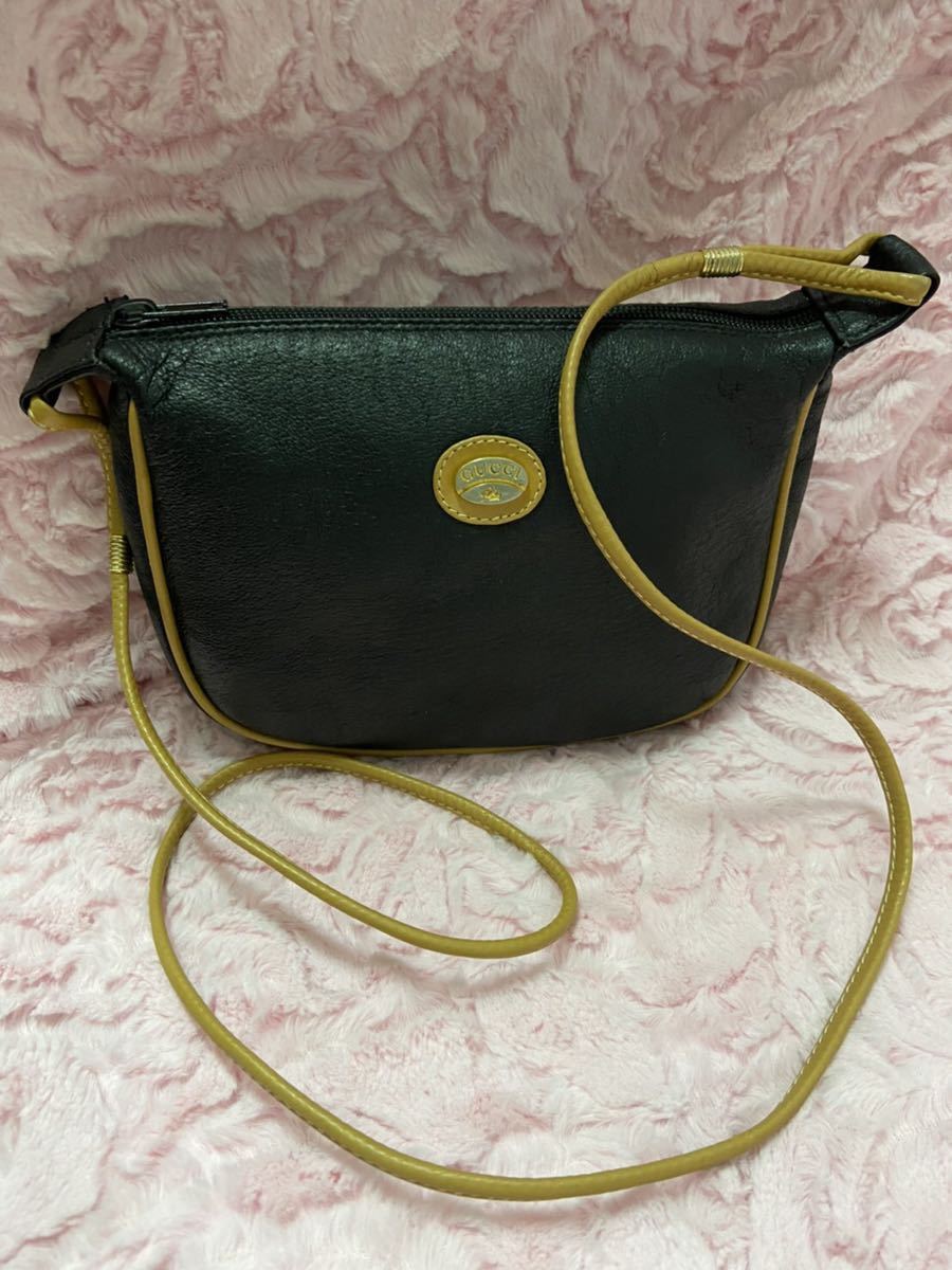 SALE，本物保証 稀少 GUCCI グッチ ショルダーバッグ ミニショルダー レザー 黒 ブラック オールドグッチ 本革 正規品 バッグ ショルダー(オールドグッチ)｜売買されたオークション情報、yahooの商品情報をア かばん、バッグ