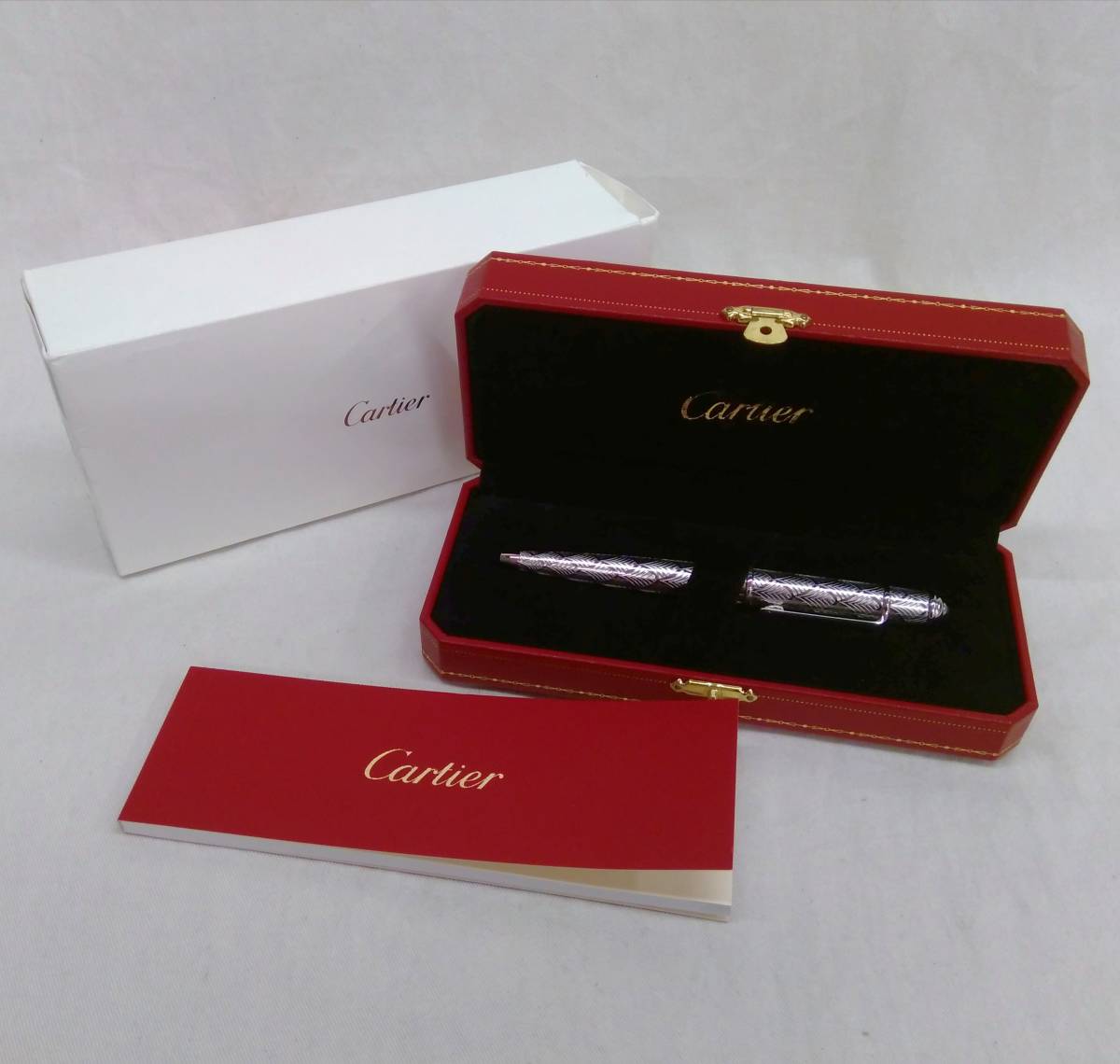 ケース付] Cartier カルティエ ボールペン シルバー×グリーン ST180130 