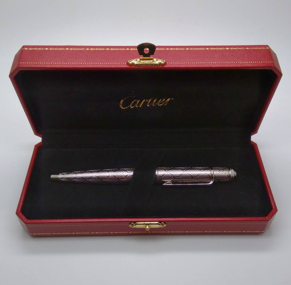 ケース付] Cartier カルティエ ボールペン シルバー×グリーン ST180130 