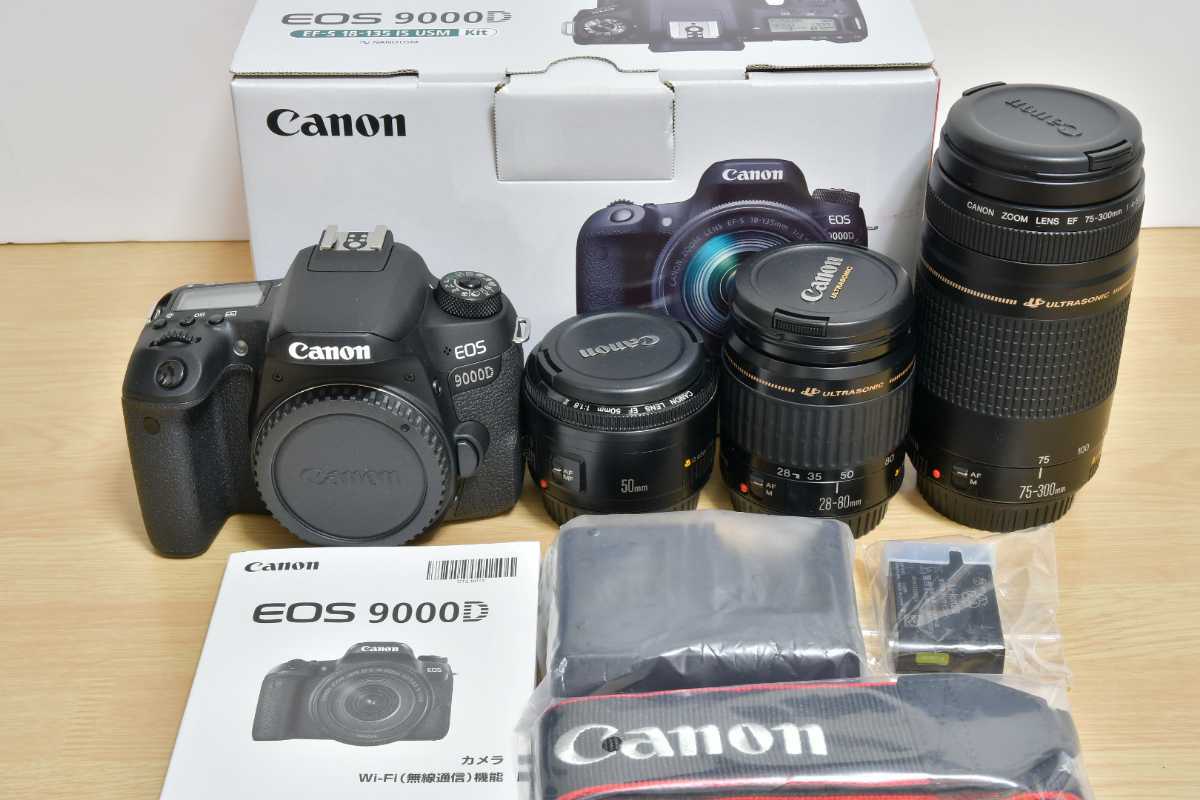 美品 キャノン Canon EOS 9000D 標準＆望遠＆単焦点トリプルレンズ 