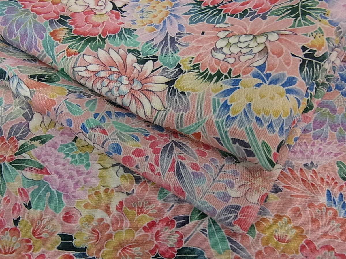 着物屋こころ□上質な小紋 京友禅 花尽くし 逸品 未使用 ds1981 正絹