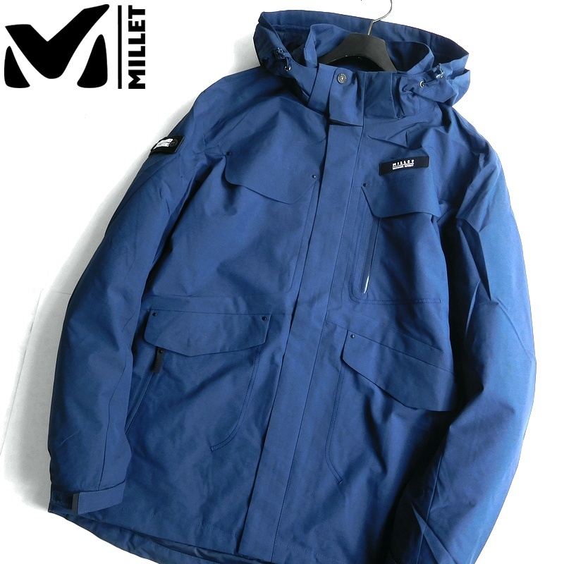 ■MILLET ミレー 新品 高機能 Re:PERMEABLE 防水防風 透湿 2WAY ハードシェル ジャケット マウンテンパーカー 青 110 664▲056▼out2717e