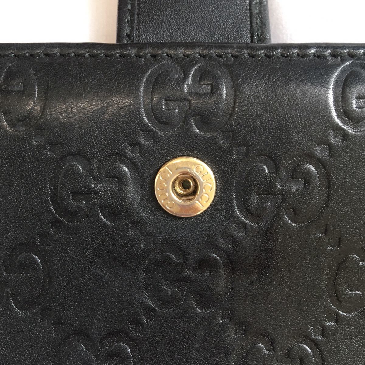 GUCCI グッチ 長財布 二つ折り GG シマ 総柄 レザー 黒 ブラック 