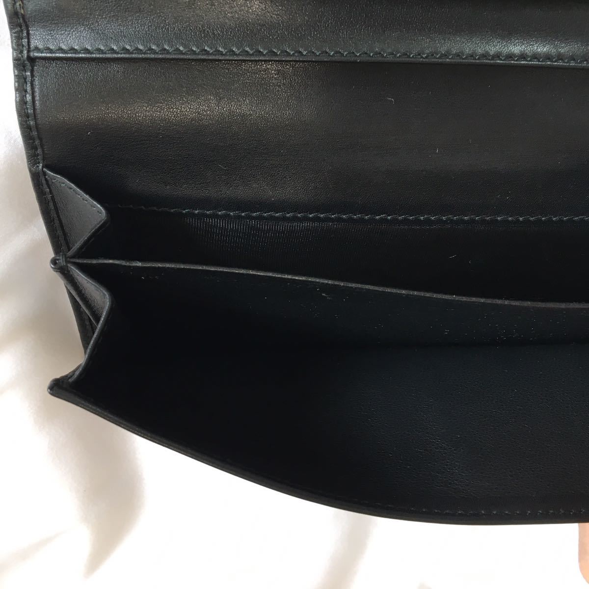 GUCCI グッチ 長財布 二つ折り GG シマ 総柄 レザー 黒 ブラック 