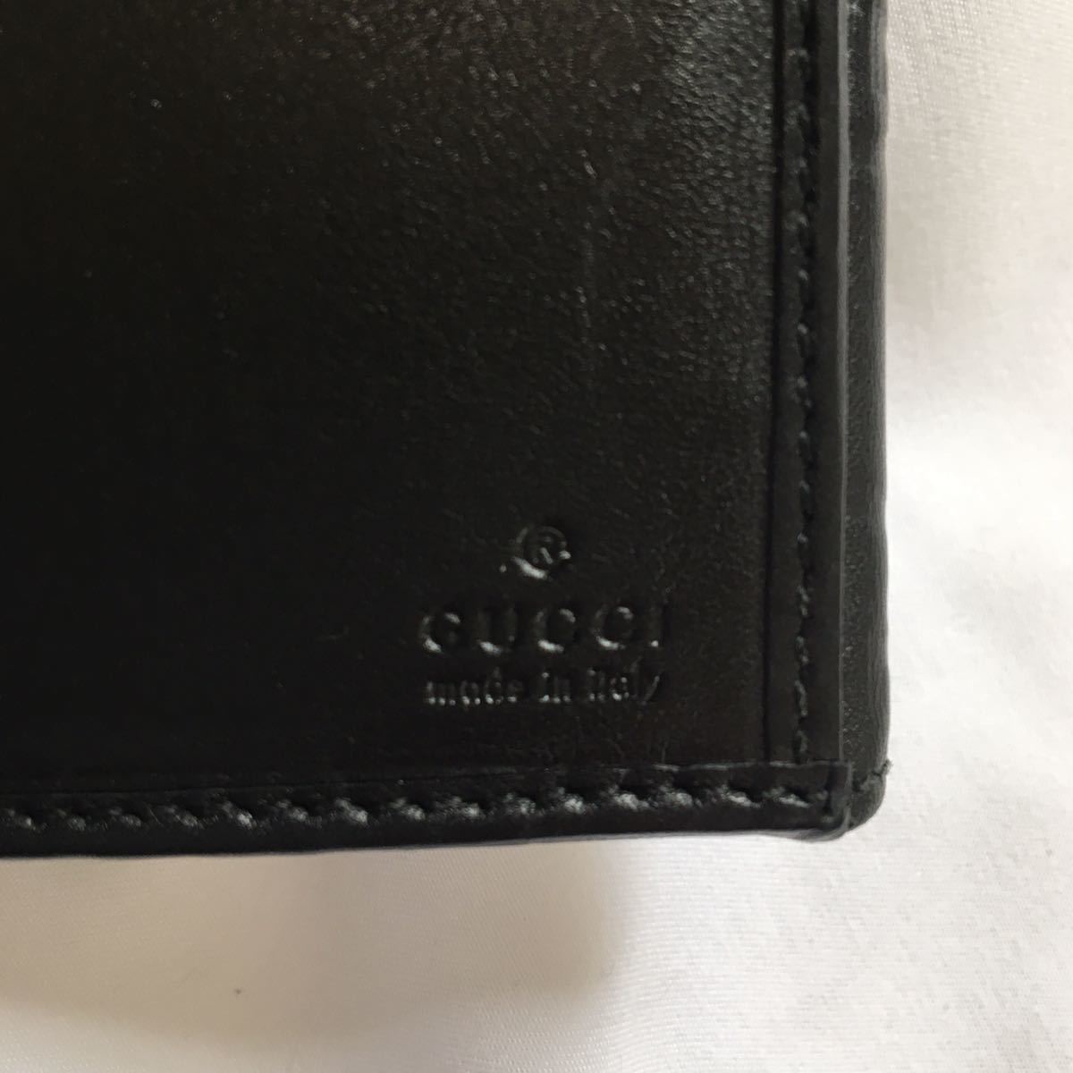 GUCCI グッチ 長財布 二つ折り GG シマ 総柄 レザー 黒 ブラック 