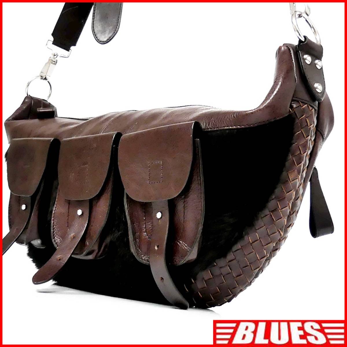 即決☆LES SACS ADAM☆レザーコンビショルダーバッグ ルサックアダム 