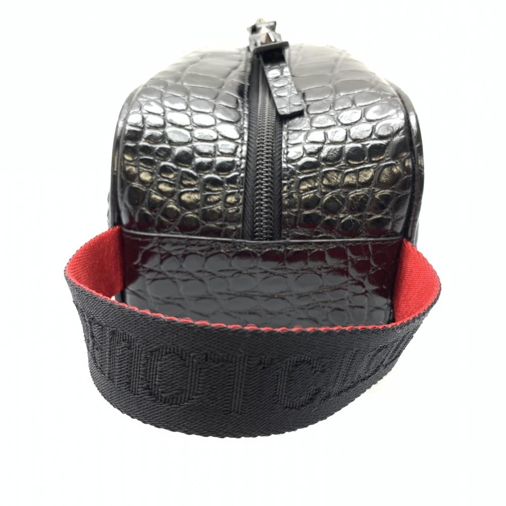 クリスチャンルブタンかごバッグ ブラック/レッド クリスチャン