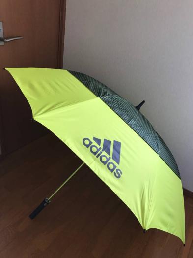 新品 adidas アディダス ShedRain 晴雨兼用 かさ 黄緑 ワンタッチ