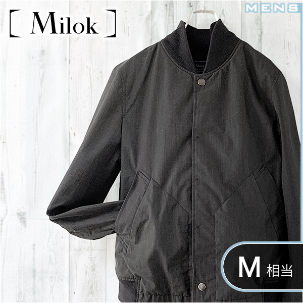 Milok　M程度 薄手 MA-1 ミリタリー ジャケット 比翼 チャコール グレー ショート丈 ブルゾン ジャンパー スナップボタン ミロック [Milok]