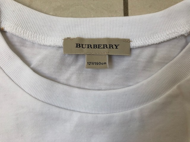 12Aサイズ約150㎝☆バーバリーBURBERRY キッズ 白Tシャツ☆美品 