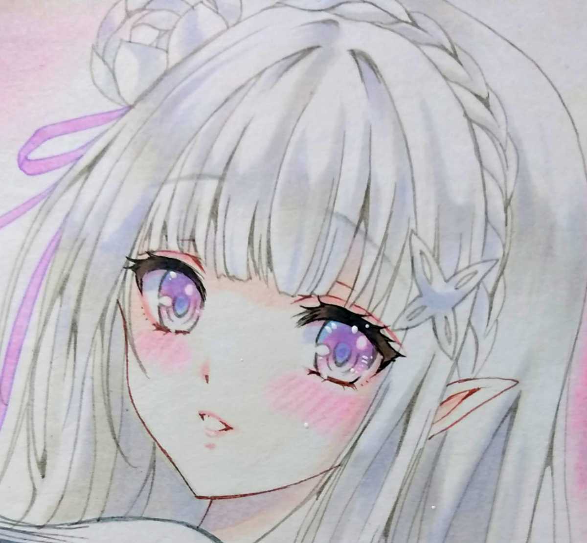 エミリア 体操着 体育着 リゼロ 同人 オリジナル 少女 女の子 手描きイラスト 色紙 手描きイラスト 売買されたオークション情報 Yahooの商品情報をアーカイブ公開 オークファン Aucfan Com