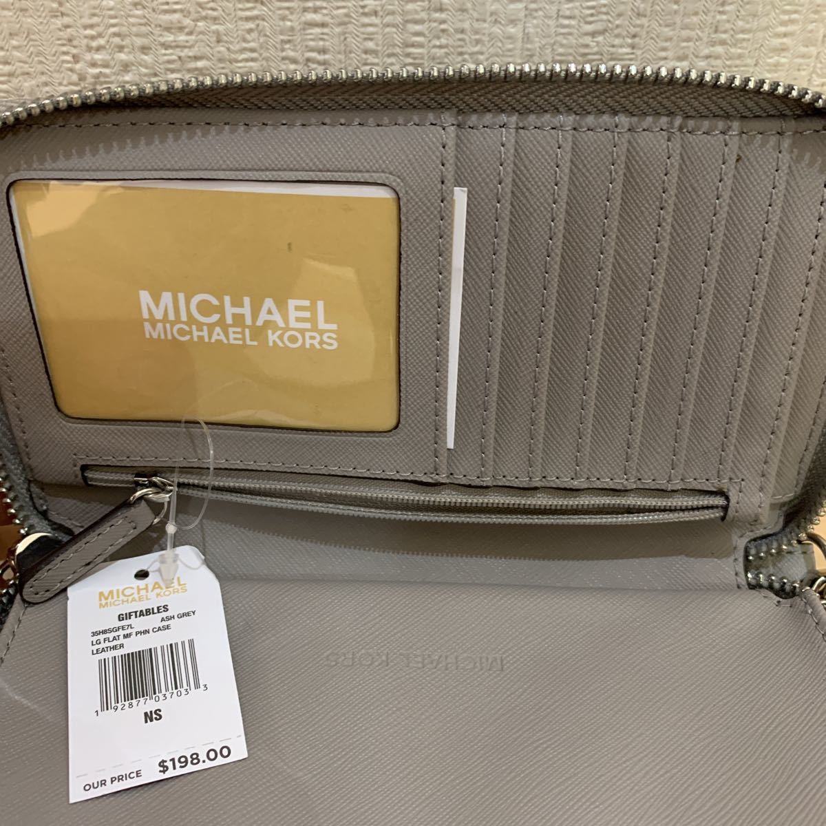 送料無料 未使用 MICHAEL KORS マイケルコース ロゴ レザー ラウンド 