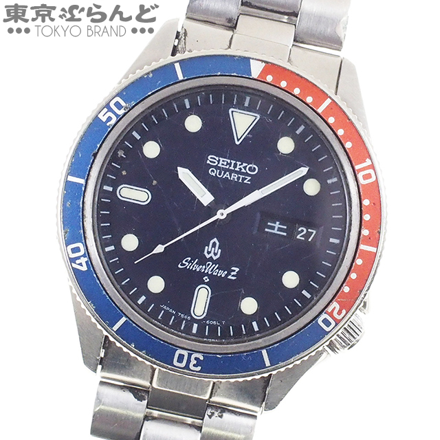 900026034★1円~ セイコー SEIKO シルバーウェーブZ ダイバーズ Qz 腕時計 7546-606A SS 39mm ダブルカレンダー アンティーク 電池交換済