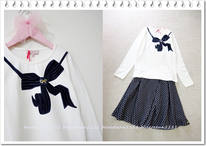 新品 国内未入荷フランス子供服【Lili Gaufrette】リボングラフィック  