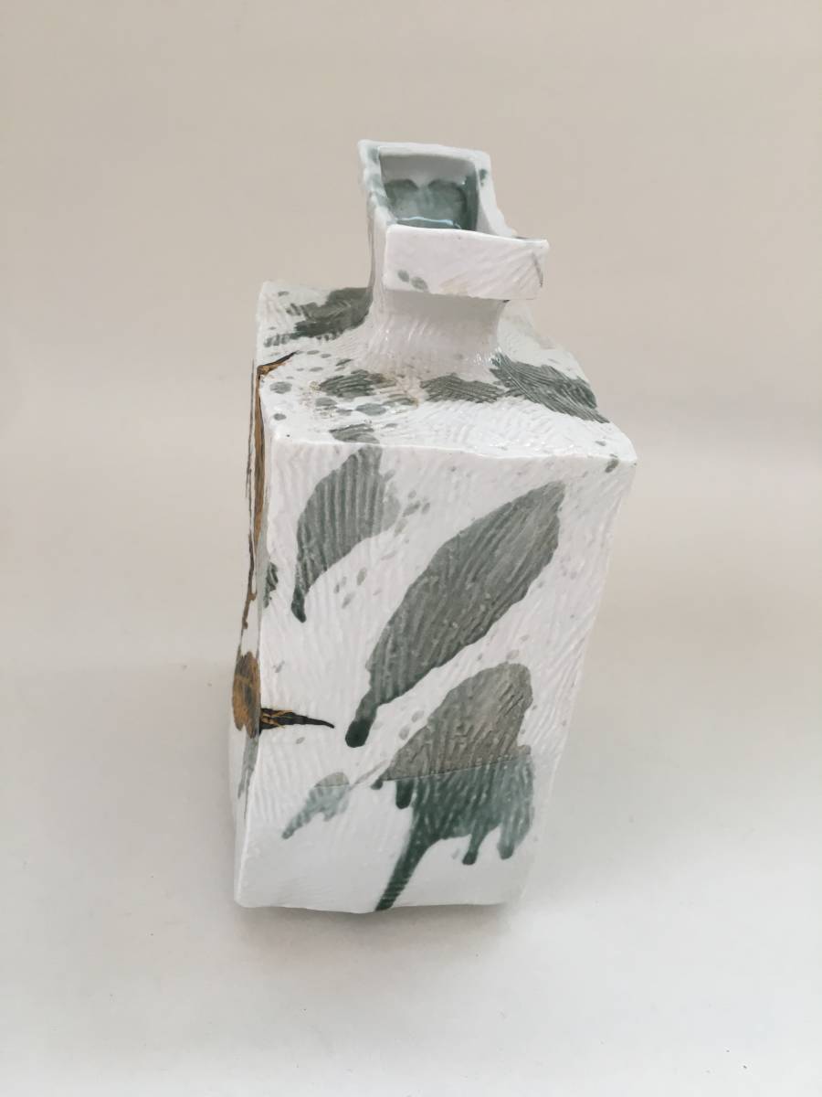 九谷焼 創正窯 未使用 金彩 花瓶 山田寿正 花入 24cm 木箱