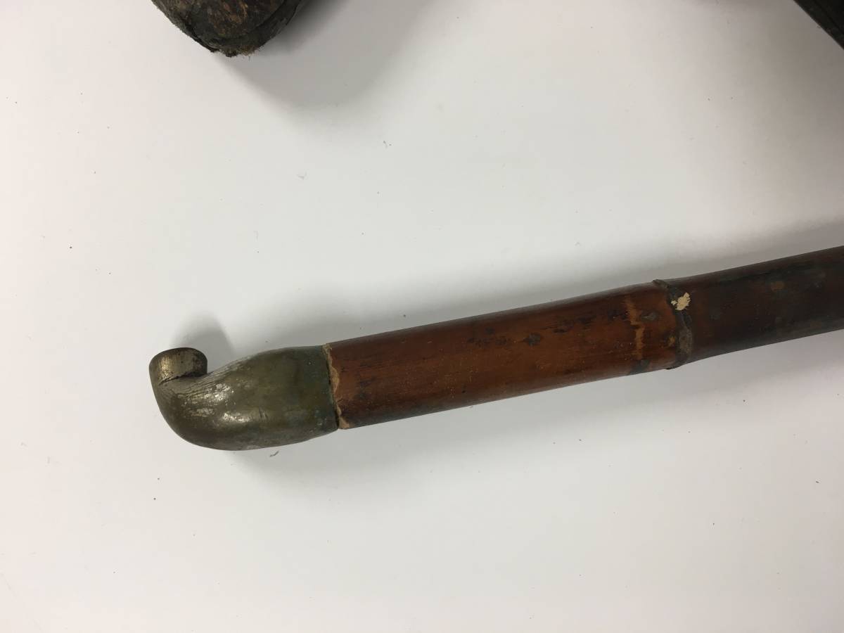 古い 大きめ キセル 煙草 煙管 竹 根付 提げ物 目貫 目抜き 伊勢海老