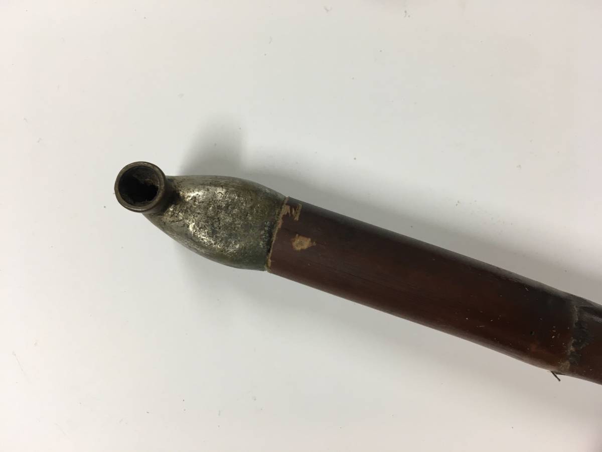 古い 大きめ キセル 煙草 煙管 竹 根付 提げ物 目貫 目抜き 伊勢海老
