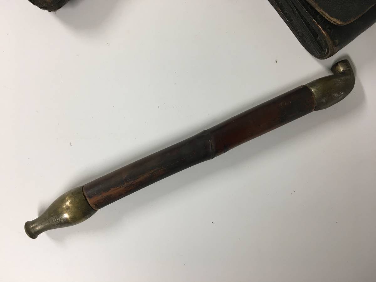 古い 大きめ キセル 煙草 煙管 竹 根付 提げ物 目貫 目抜き 伊勢海老