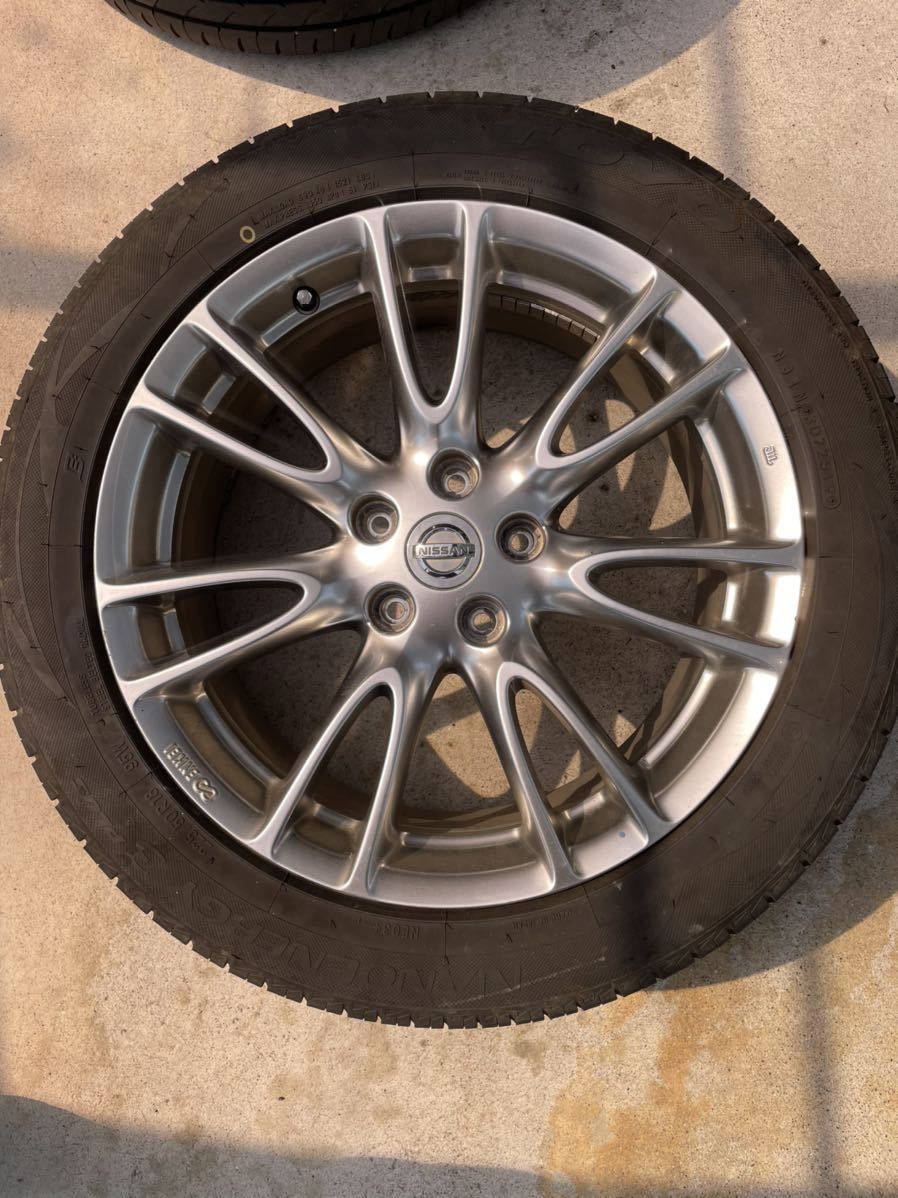 美品 日産 V36 スカイライン 純正アルミホイール フロント18X7.5J+45 リア18X8.5J +50 5H/114.3 ハブ径66 ENKEI製 4本セット 小傷程度