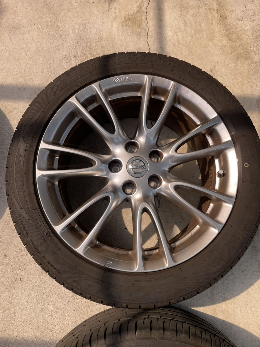 美品 日産 V36 スカイライン 純正アルミホイール フロント18X7.5J+45 リア18X8.5J +50 5H/114.3 ハブ径66 ENKEI製 4本セット 小傷程度