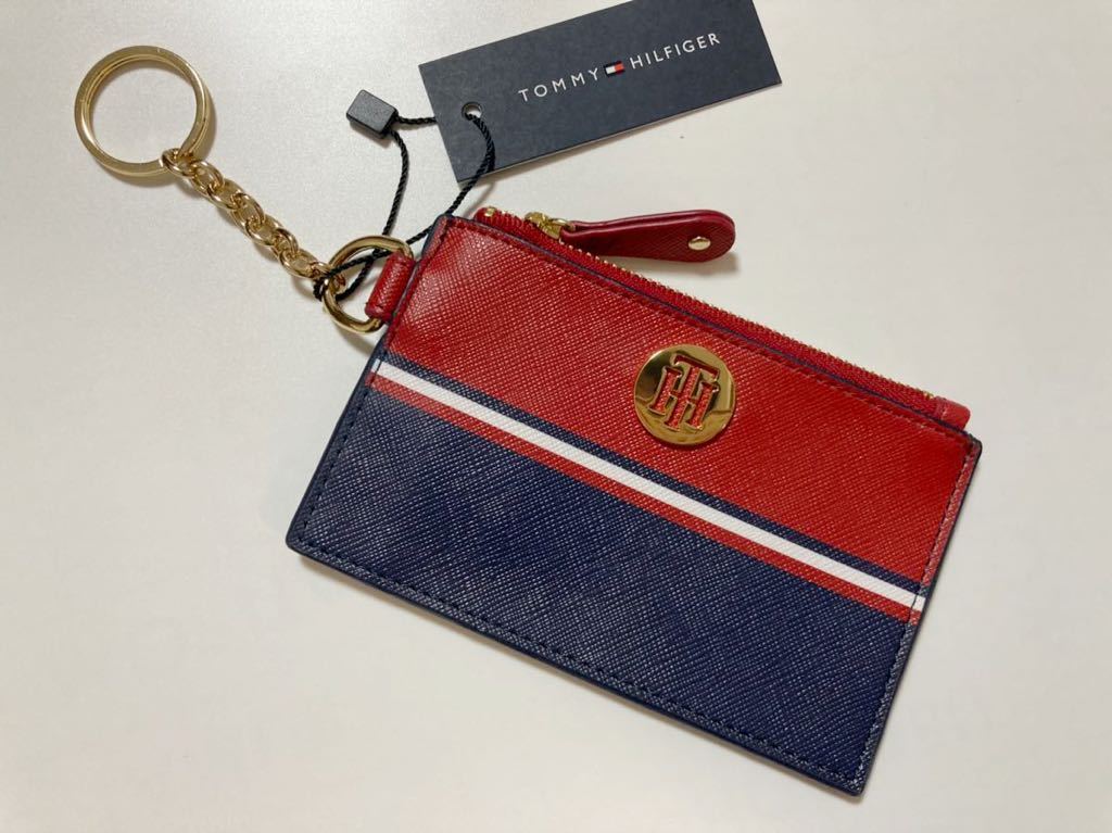 新品未使用 海外限定の Tommy Hilfigerトミーヒルフィガー カード入れ 小銭入れ 定期入れ キーリング付きパスケース