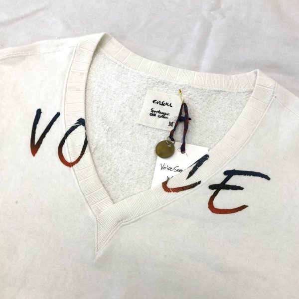 ensou / VOICE SWEAT SHIRT エンソウ エルボーパッチ付き ヴォイス スウェット トレーナー ホワイト M