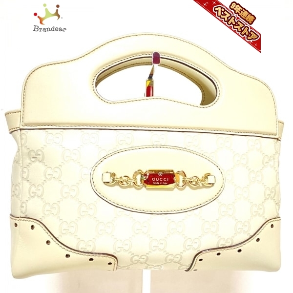 グッチ GUCCI 145992 シマライン レザー 白 型押し加工 バッグ 