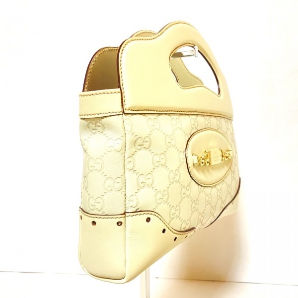 グッチ GUCCI 145992 シマライン レザー 白 型押し加工 バッグ 