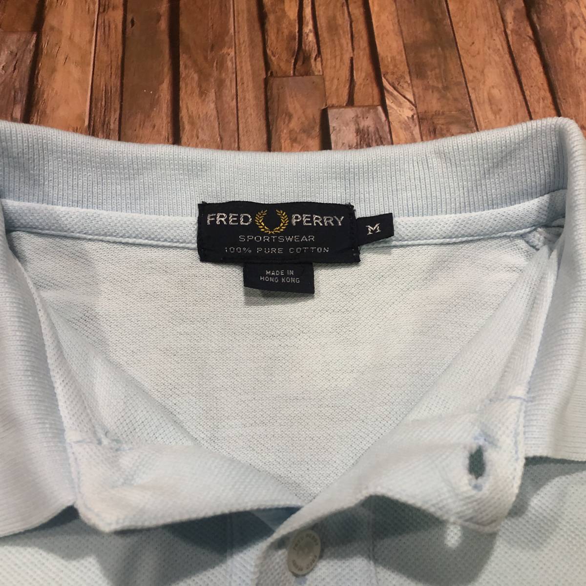 美品 80s フレッドペリー 長袖ポロシャツ M 香港製 白 ヴィンテージ FRED PERRY（フレッドペリー） 長袖 ポロシャツ FRED PERRY M3636