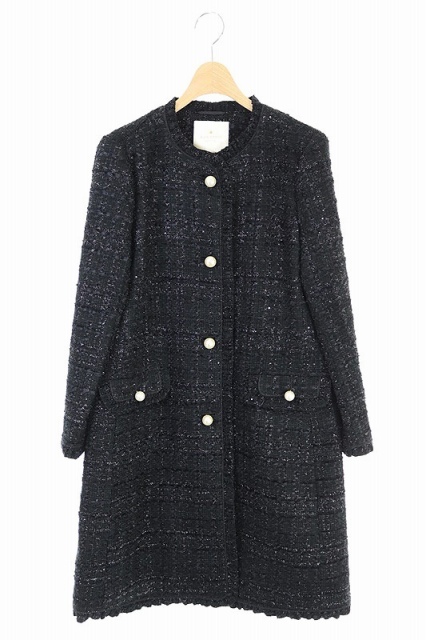 ケイトスペード KATE SPADE フェイクパールボタン ノーカラーツイード 