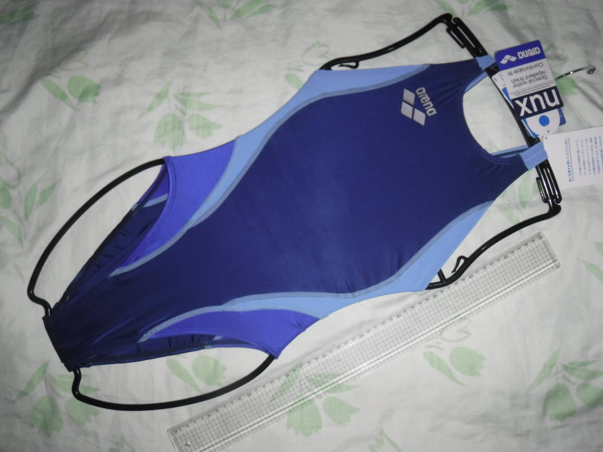 女子 未使用 Sサイズ 競泳水着 アリーナ ARENA ARN-7014W NVSR 濃紺色+水色 ネイビー+ブルー 初期 nux