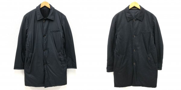 MOORER / ムーレー 中綿入り リバーシブル コート ステンカラーコート 46 MOORER ムーレー 中綿リバーシブルコート 48 ネイビー ムーレー MooRER