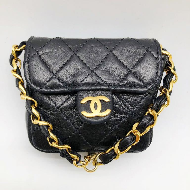 シャネルCHANELラムスキン ミニミニマトラッセ チャーム　ココマーク 1円～ CHANEL シャネル ミニマトラッセ ラムスキン ココマーク バッグ