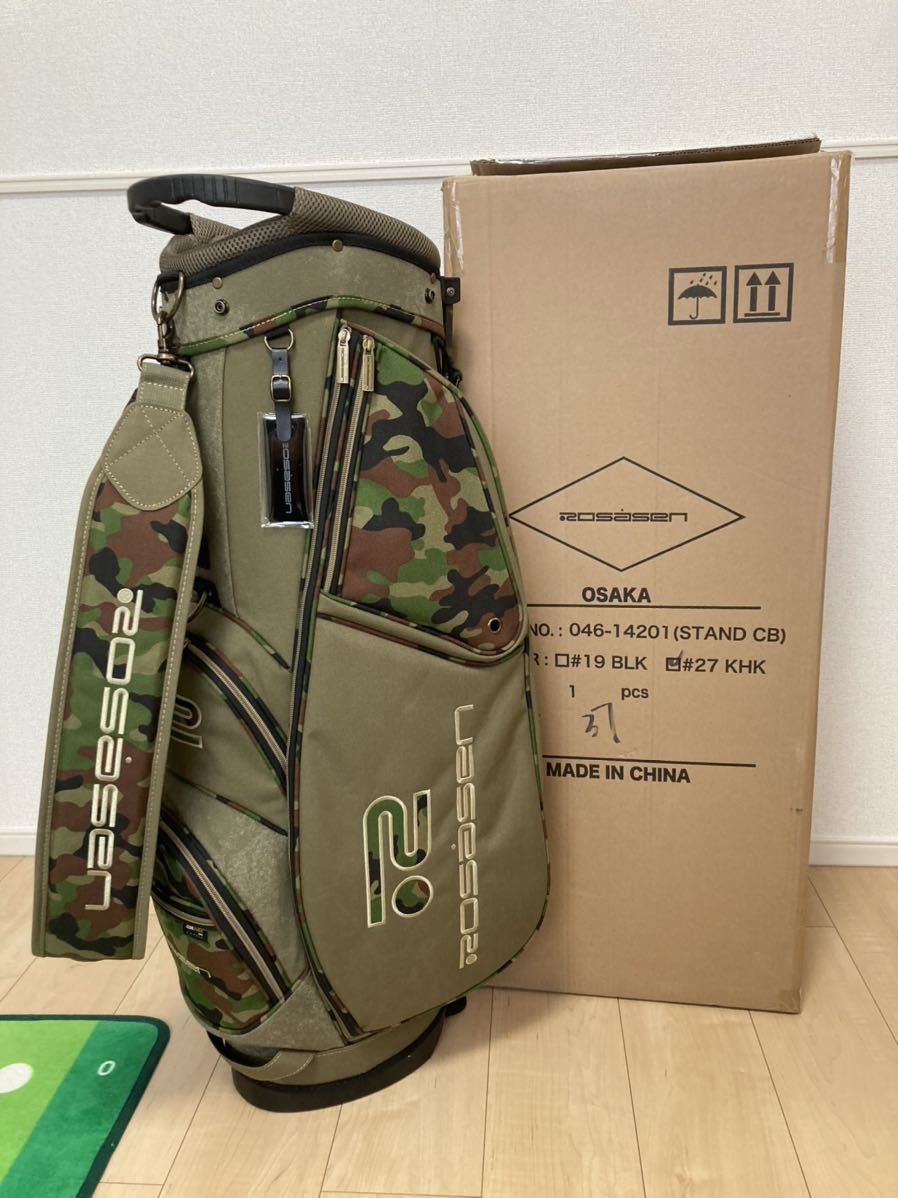 ROSASEN ゴルフ キャディバッグ カーキ カモフラ柄 訳有り、新品未使用！ロサーセン 迷彩 カモフラ柄 スタンドキャディ