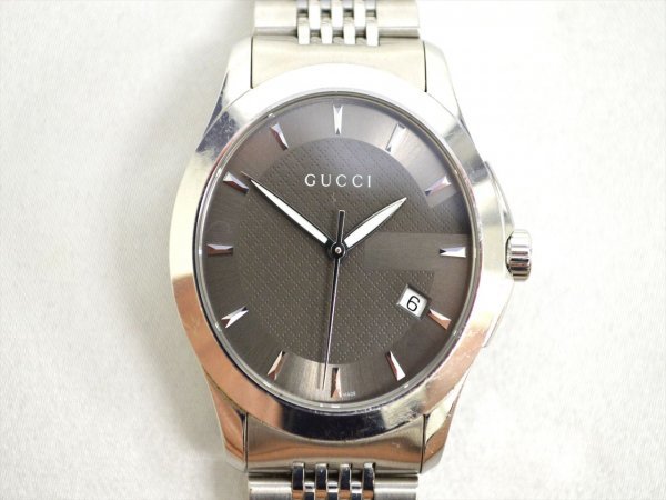 JS23○現状品○GUCCI グッチ Gタイムレス 126.4 クォーツデイト 腕時計