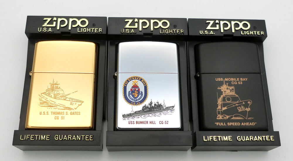NAVY ZIPPO アメリカ海軍イージス巡洋艦 CG-51， CG-52， CG-53 未使用新品 3個セット