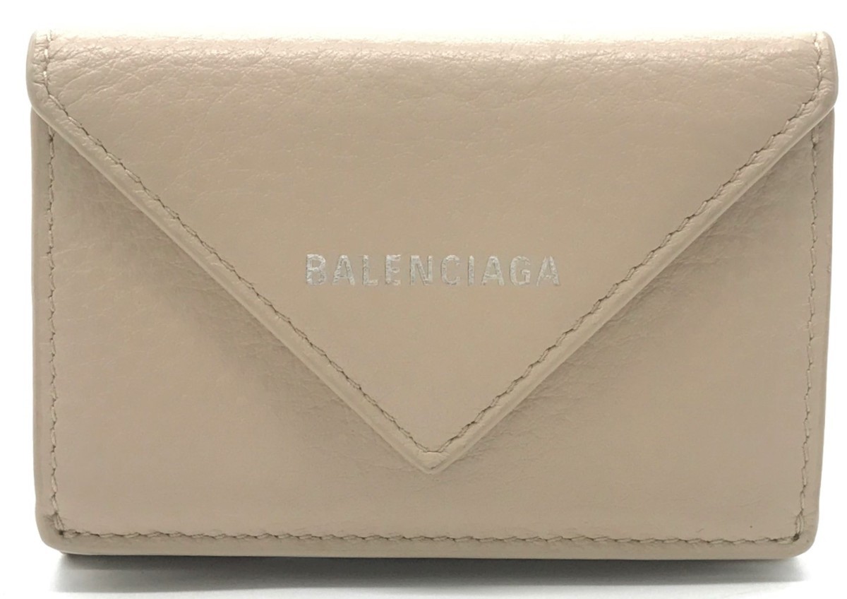 美品 BALENCIAGA バレンシアガ ペーパーミニウォレット 三つ折り財布 