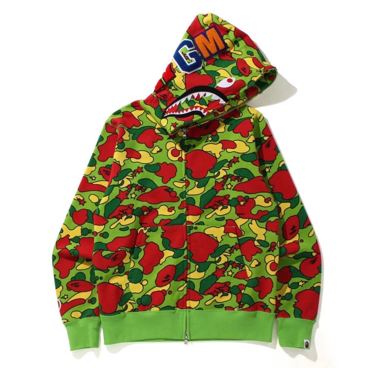 A BATHING APE 21AW STA CAMO SHARK ZIP HOODIE MULTI 3XL XXXL 