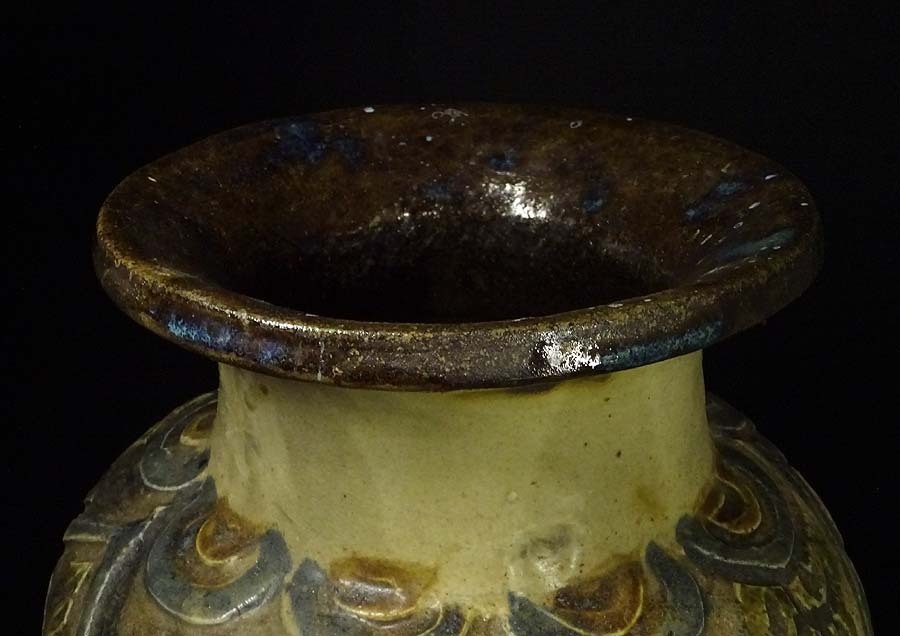 花瓶 お話 源右衛門窯 青花竜紋天球瓶 緑屋xc□ 時代物 古琉球