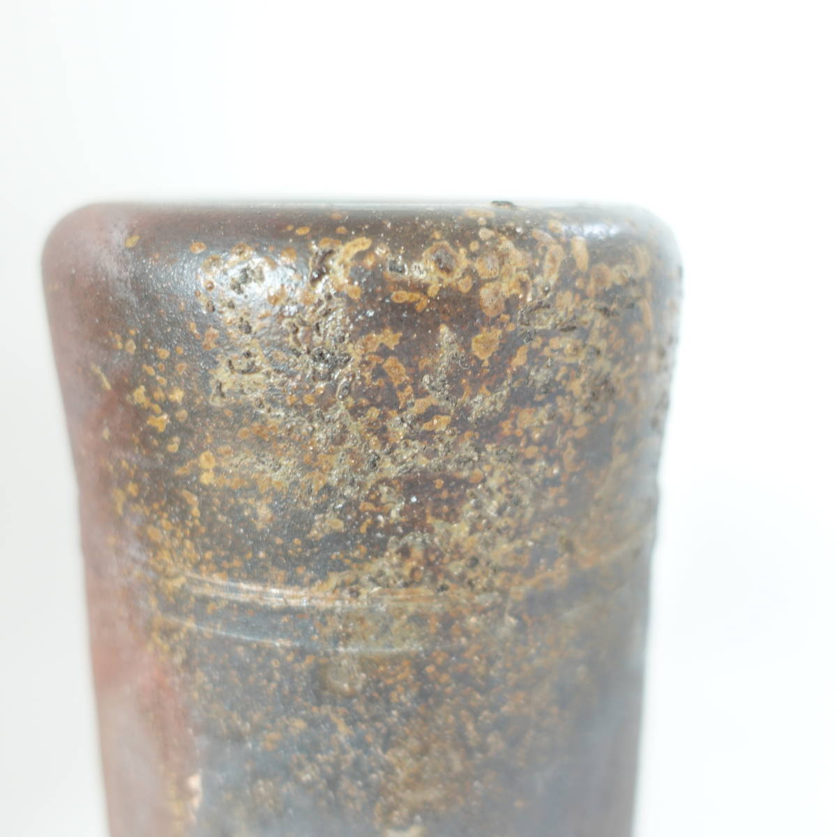 備前焼 花入 24cm 平田吉巳 南燦窯 筒花入 共箱 花瓶 花器 フラワー