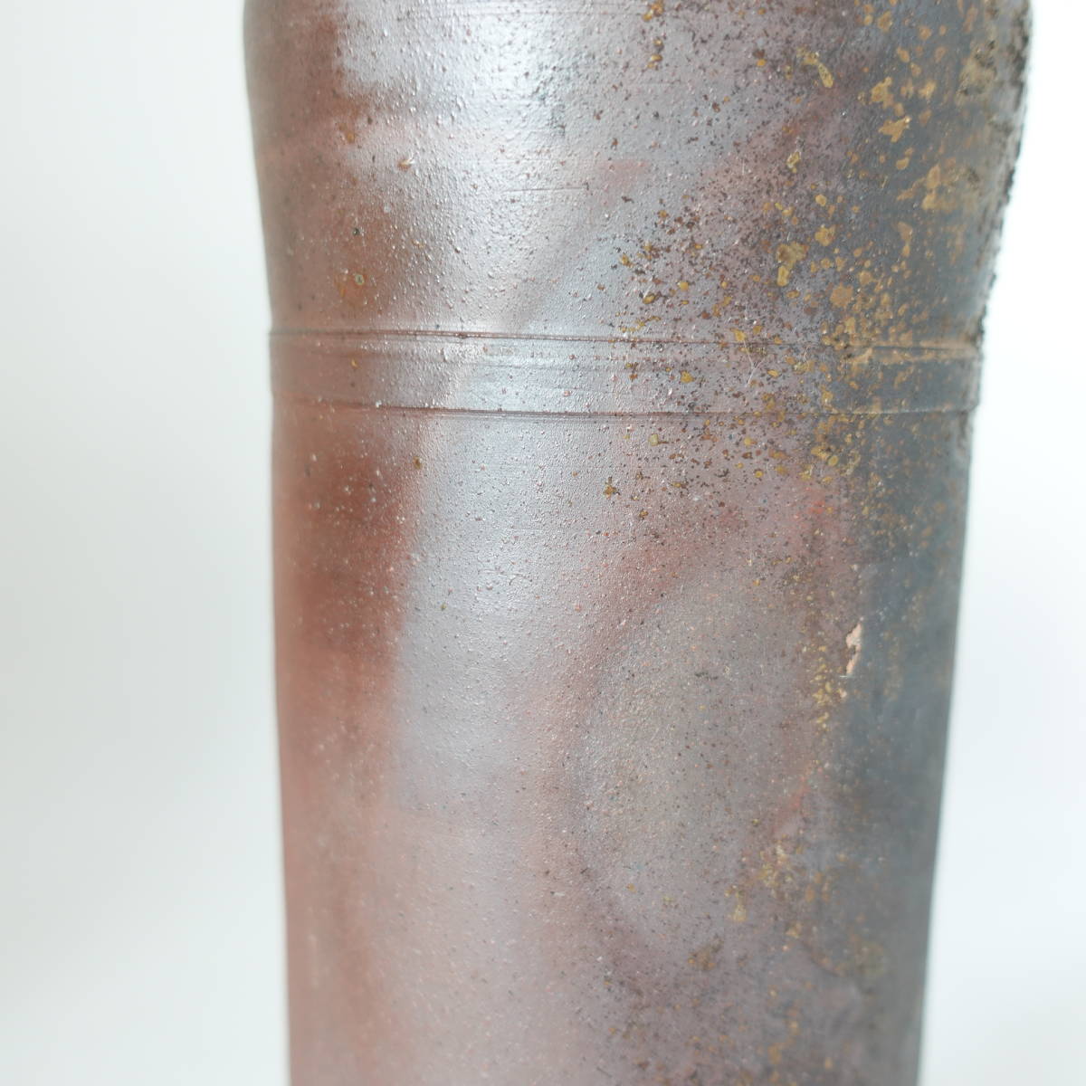 備前焼 花入 24cm 平田吉巳 南燦窯 筒花入 共箱 花瓶 花器 フラワー