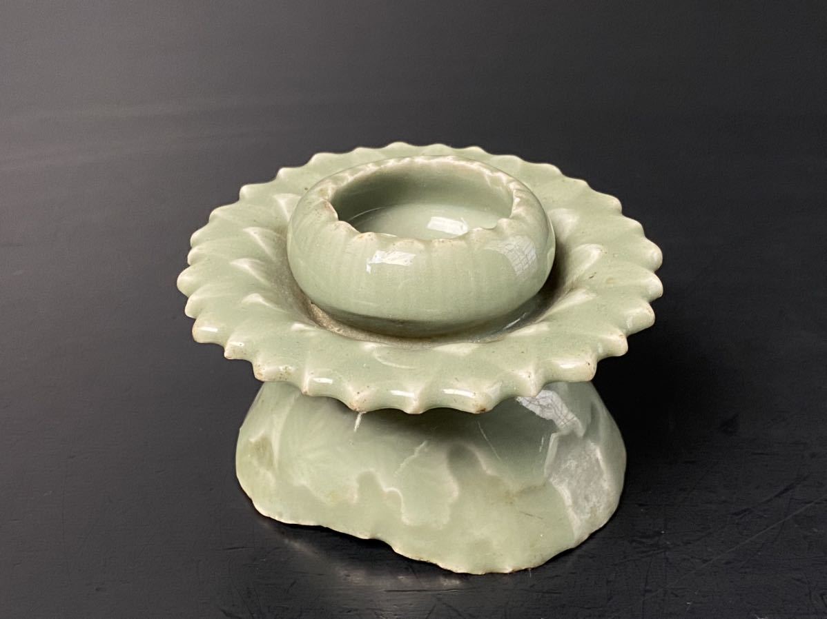 w771] 時代 青磁 中国 古玩 中国美術 盃台 蓋置 骨董品 - | 明時代