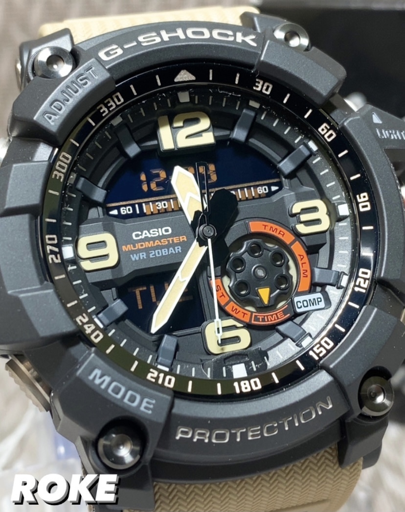 新品 MUDMASTER（マッドマスター)G-SHOCK Gショック ジーショック カシオ CASIO 正規品 腕時計 高輝度LEDライト ベージュ ミリタリー