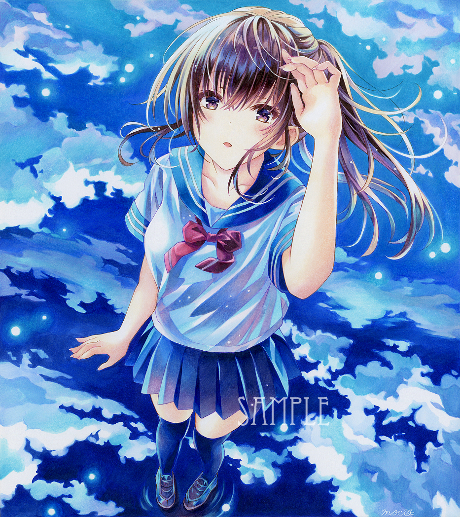 moco 手描きイラスト 「君の見る空」/オリジナル/少女/美人画/絵画