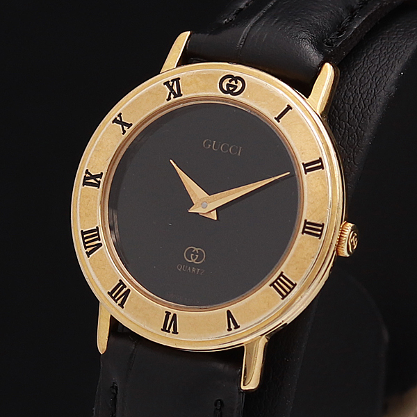 1円◇稼働◇【グッチ/GUCCI】3001L ローマン 黒文字盤 QZ レディース 