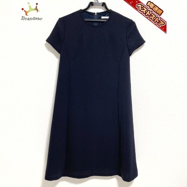 フォクシーニューヨーク FOXEY NEW YORK サイズ40 M - ダークネイビー レディース クルーネック/半袖/ロング 美品 ワンピース